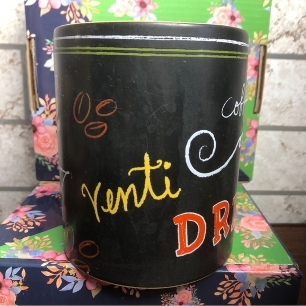 Starbucks 2007 12 oz coffee mug chalkboard black and orange - Picture 4 of 7